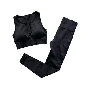 Amazon Ribbed Workout Active Set Black Size S‎